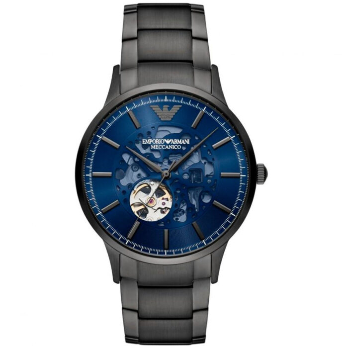Emporio Armani Renato Automatic Blue Dial Grey Steel Strap Watch For Men - AR60056 - Image 2